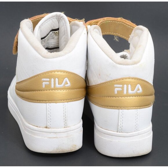 Fila Women's 7 Vulcan 13 Anodized White/Gold Leather Mid Top Retro Sneakers - Picture 3 of 8